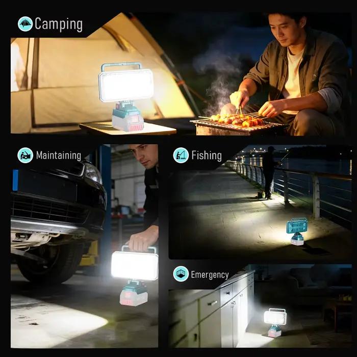 Lampe de travail LED 4200LM 40W pour batterie Bosch 18V, lampe torche avec port USB pour le camping et les situations d'urgence (batterie non incluse)