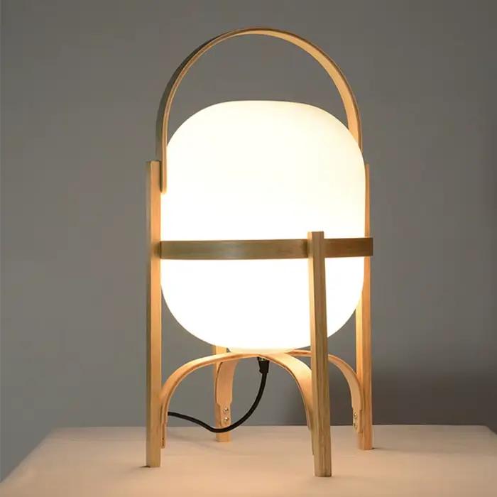 Bois Art moderne lampe de Table japonais chambre chevet Simple LED lampe de bureau salle à manger salon salle d'étude lampadaire décor luminaire