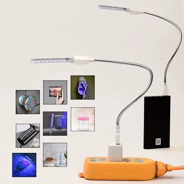 Lampes de stérilisation ultraviolettes LED DC5V, 8 LED, Mini lumières de désinfection portables UVA, lampes UV, lampe germicide USB