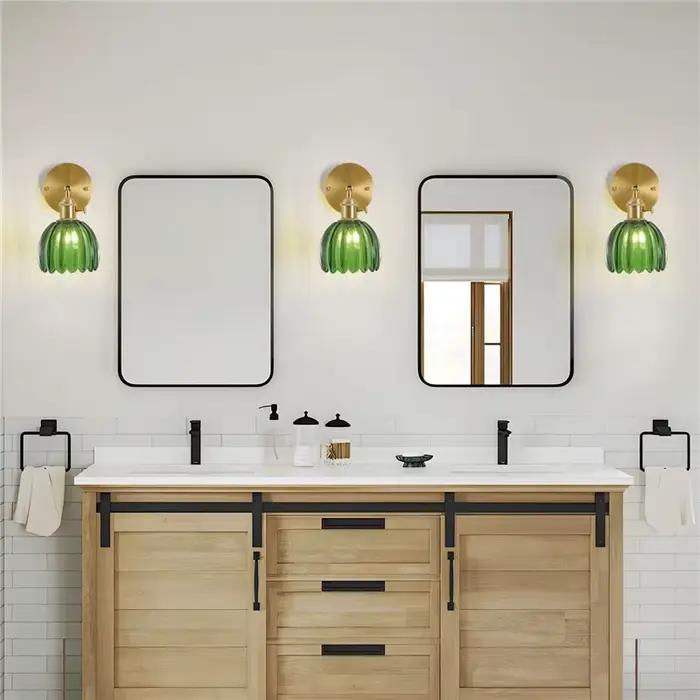Applique murale moderne en verre à fleurs avec interrupteur pour chambre à coucher décoration de salle d'étude lumières Led pour miroir nordique