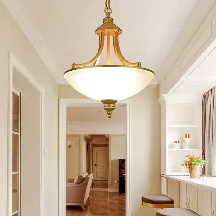 Luminaires suspendus LED en forme de fontaine en cuivre doré de luxe moderne