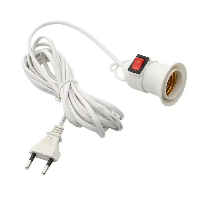 Support de lampe pour plantes d'intérieur suspendues E27, support de lampe de jardin avec câble, prise EU avec interrupteur marche/arrêt, support de lampe pour lampe de bureau