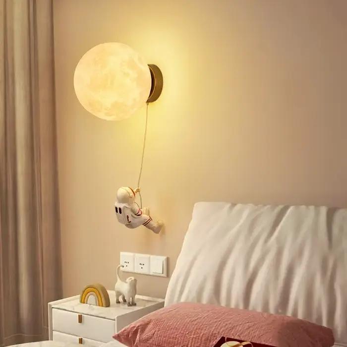 Lampes murales Comoonda Space Astronaut, abat-jour en PLA imitant la lune, appliques murales pour chambre d'enfant, luminaires décoratifs modernes et créatifs