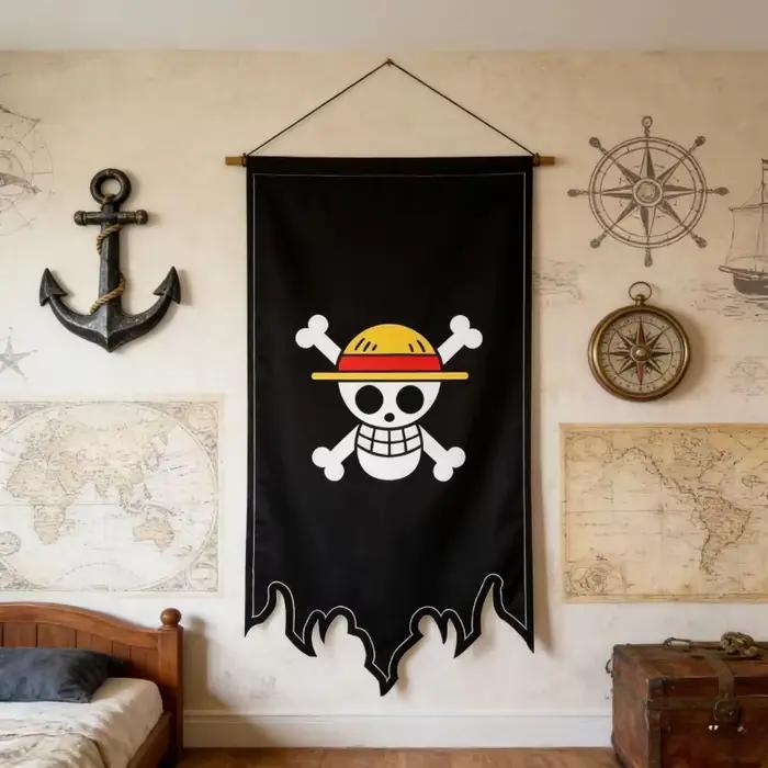 Drapeau d'anime One Piece Luffy Chopper Law Cosplay en polyester, drapeau de bateau pirate de dessin animé pour fête, accessoires de décoration intérieure, jouets, cadeau