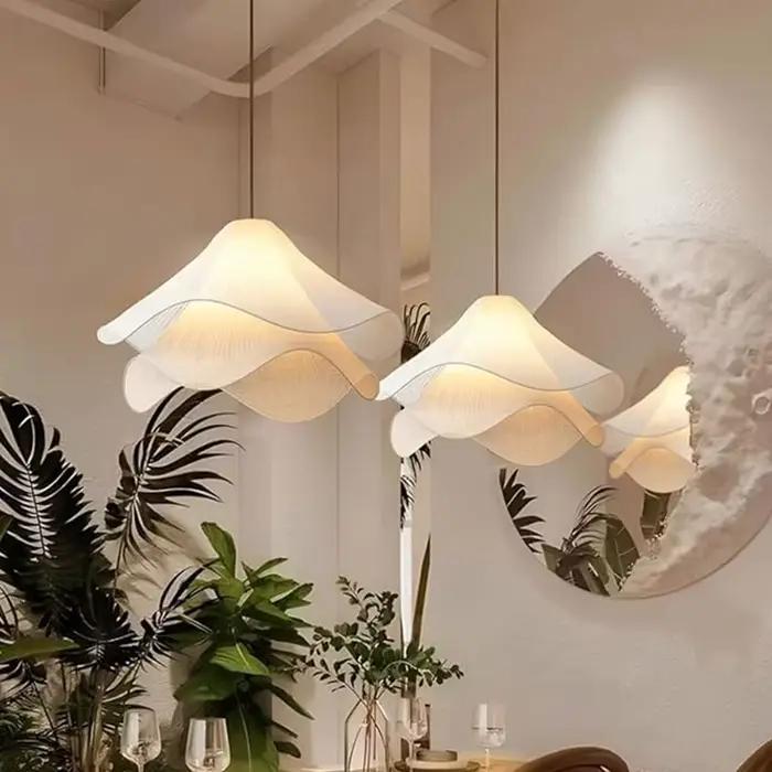 Lampe suspendue moderne LED minimaliste en tissu blanc
