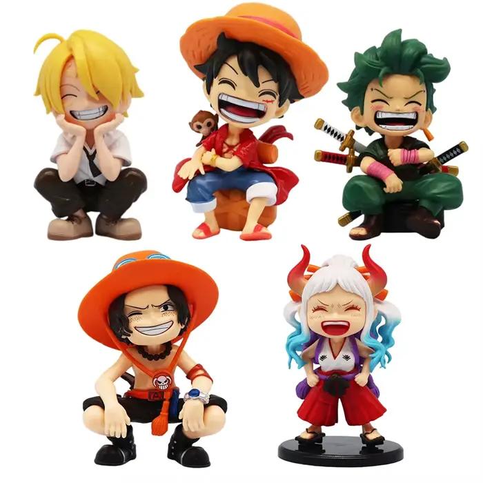 Une pièce singe D. Luffy Roronoa Zoro Sanji Portgas · D · Ace Yamato Q-Version Laugh Heartily dessin animé Pvc modèle jouet cadeaux