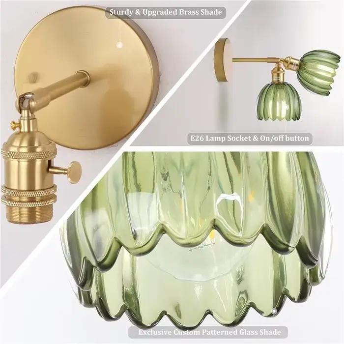 Applique murale nordique Vintage en verre tulipe vert