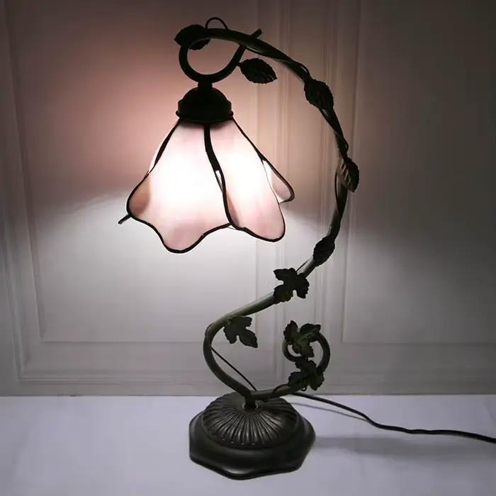 LongHuiJing Tiffany lampe vitrail Table veilleuse Style glycine W8H20.3 pouces bureau chevet Antique artisanat lampes cadeau