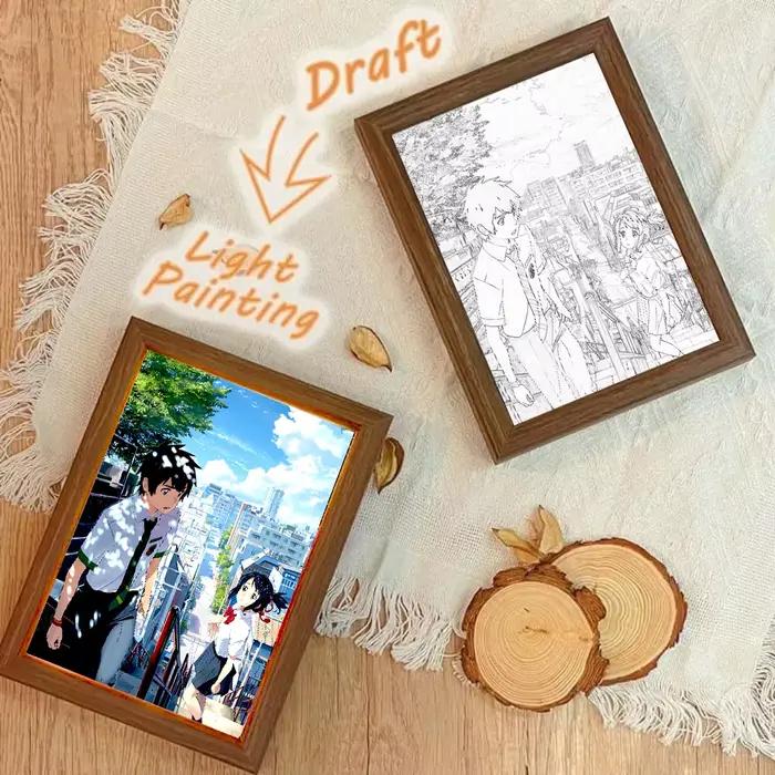 Votre nom lumière peinture Anime veilleuse cadre Photo dessin