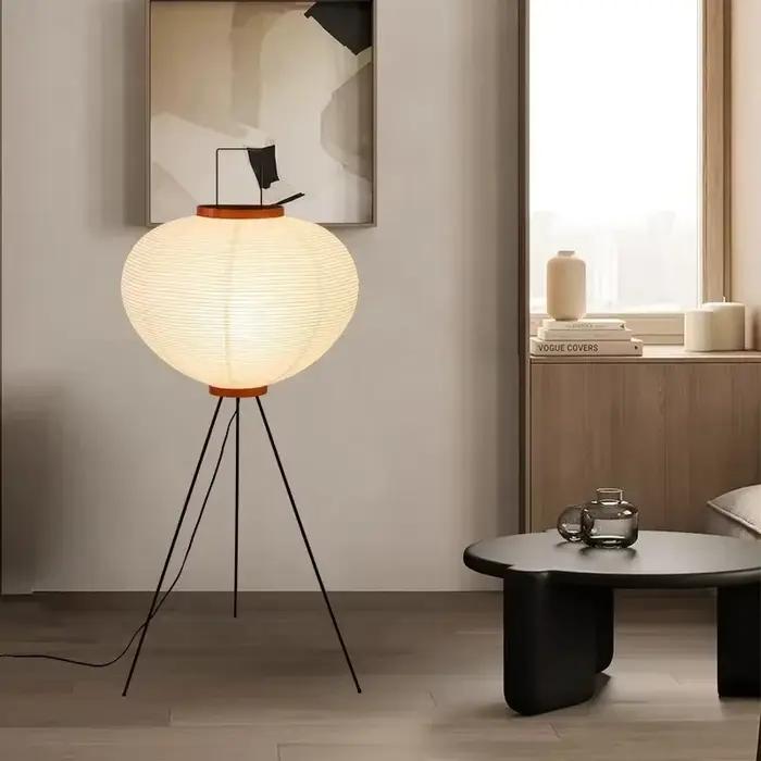 Noguchi Akari papier de riz lumière japonaise Wabi Sabi Vintage lampe sur pied pour chambre salon maison chevet décoration