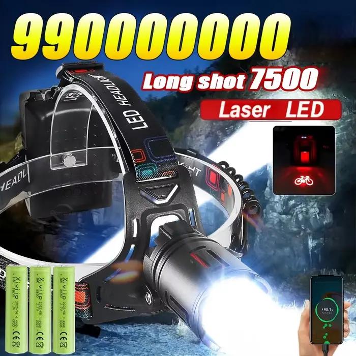 2026 nouveau haute puissance 1200W phare LED 990000000LM Zoom lampe frontale étanche Super lumineux Camping en plein air travail chasse lanterne