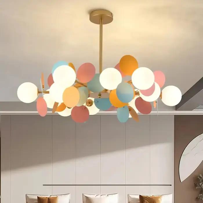 Lustre coloré Suspension Lustre luxe plafond suspendu Suspension pour chambre salle à manger salon cuisine Art Déco avec Verre Dépoli Blanc Froid Bronze Argent Beige Bleu Bronze Brun Champagne Gris Gris Clair Jaune Or Orange Rose