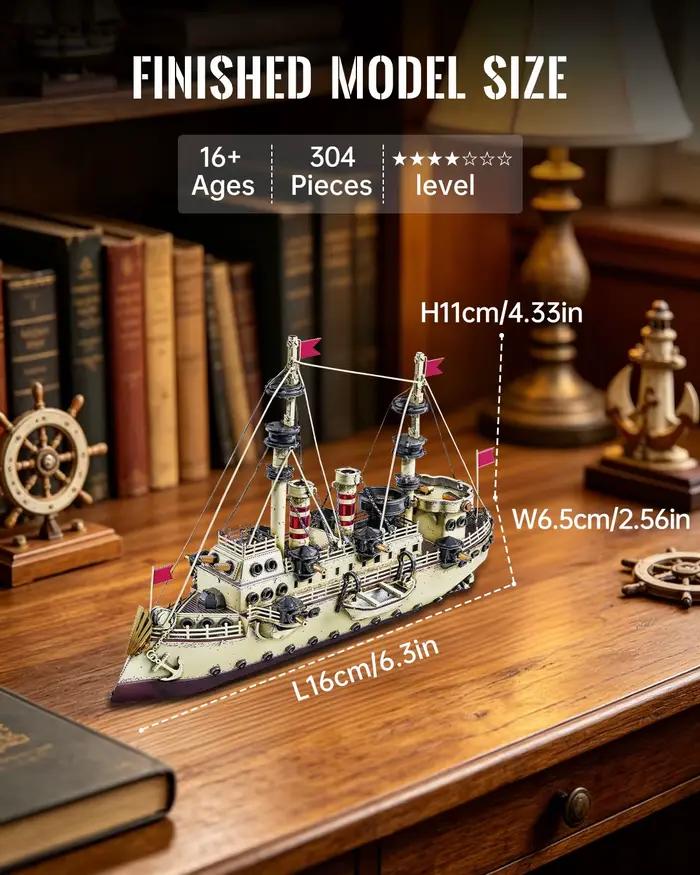 Puzzles 3D Piececool pour adultes, maquettes de navire USS Baltimore (C-3), puzzles 3D en métal, puzzles de collection, cadeaux créatifs