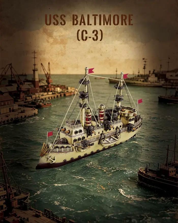 Puzzles 3D Piececool pour adultes, maquettes de navire USS Baltimore (C-3), puzzles 3D en métal, puzzles de collection, cadeaux créatifs