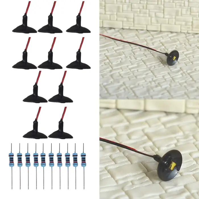 10 x OO/HO lampadaire Miniature pour modèle de Train Ho bâtiment ornement abat-jour pour lampe à huile salle à manger lumières miniatures