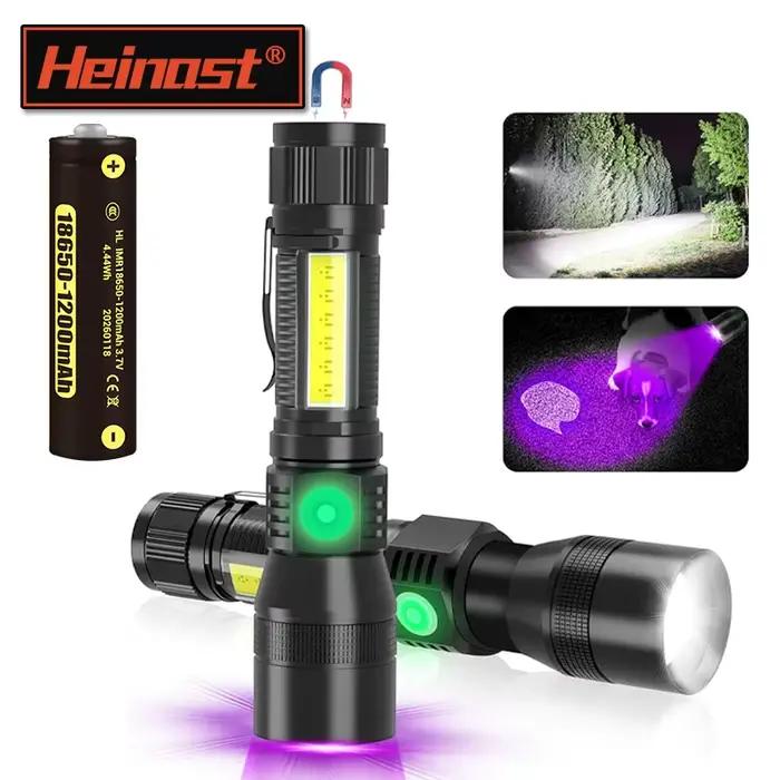 Lampe torche UV et lampe puissante rechargeable par USB, lanterne de camping, détecteur de taches d'urine d'animaux, lampe torche LED ultraviolette à lumière noire