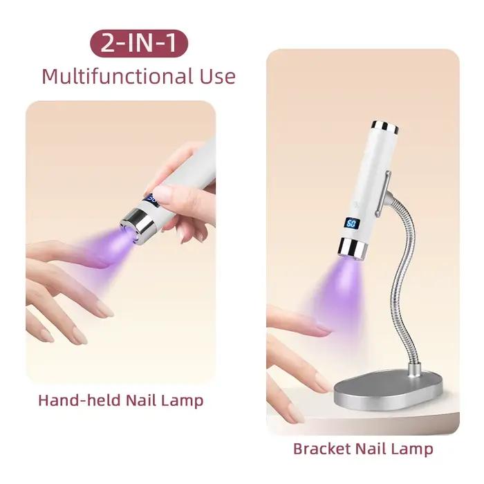 Mini lampe sèche-ongles UV LED, capteur Ai, Rechargeable, sans fil, pour bureau et séchage portatif, outils de Salon de manucure
