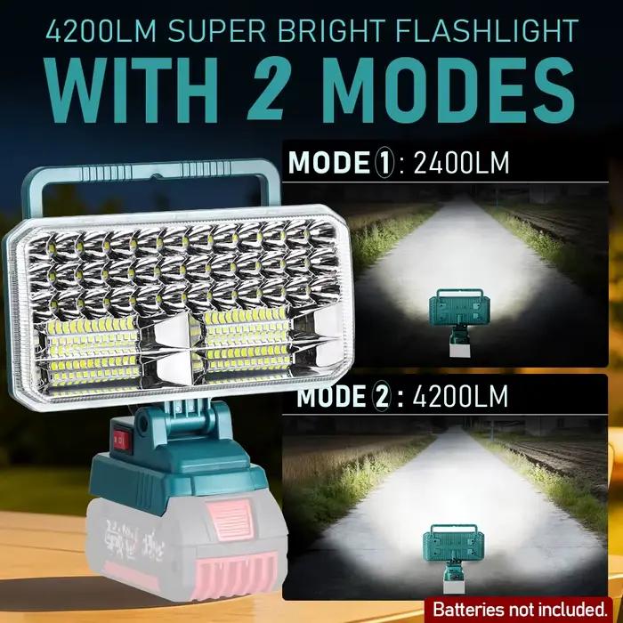 Lampe de travail LED 4200LM 40W pour batterie Bosch 18V, lampe torche avec port USB pour le camping et les situations d'urgence (batterie non incluse)