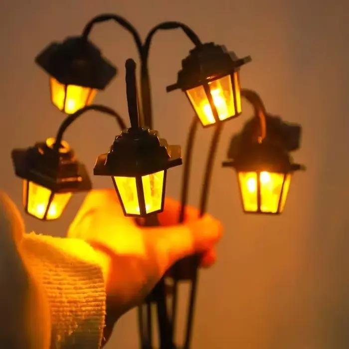 Lanterne rétro lumière décorative à énergie solaire 6 LED