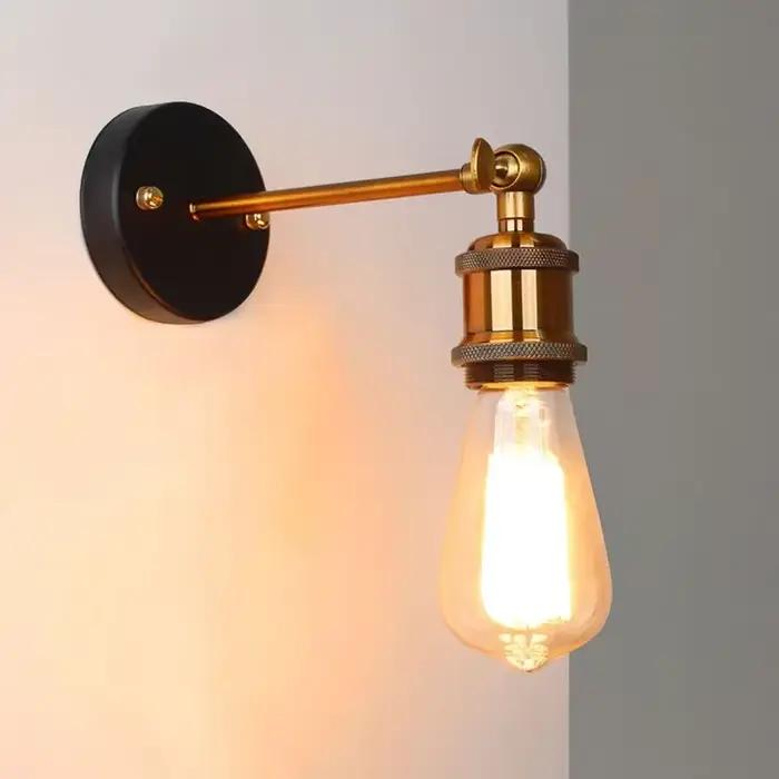 Lampe murale rétro de style industriel pour chambre à coucher chevet couloir allée lumineuses LED contemporaine avec abat-jour noir ou or flux lumineux 60-249 lumens zone d'éclairage 5-10mètres carrés
