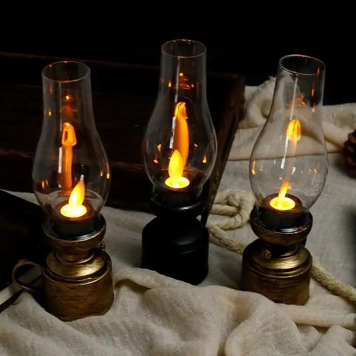 Lampe à huile LED rétro - Lanterne décorative vintage à piles pour la maison
