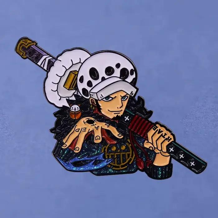 Anime une pièce Trafalgar D. Épingles à revers de la loi de l'eau, sac à dos en jean, broche en émail pour femmes, bijoux à la mode, cadeaux, Badges de dessin animé