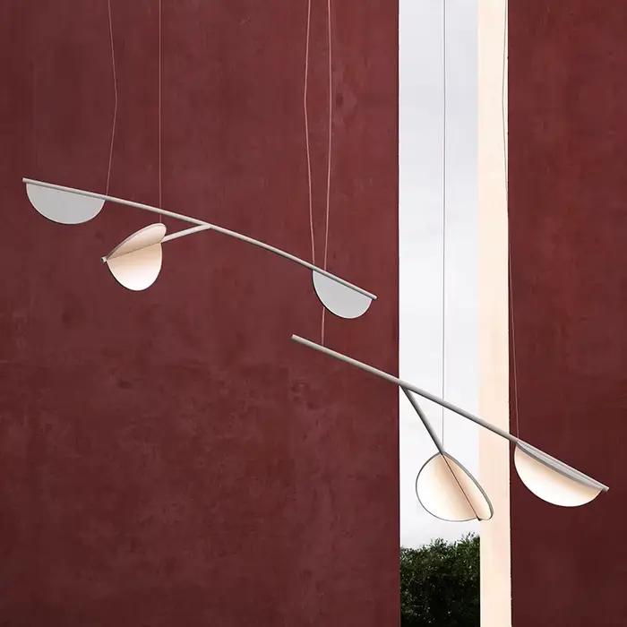 Style italien design restaurant feuille lustre moderne protection des yeux longue bande lumineuse chambre luminaires décoratifs