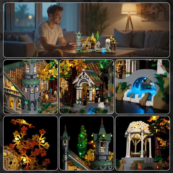 Ensemble de lumières LED créatives compatibles Lego 10316 THE LORD OF THE RINGS RIVENDELL, jouets modèles, lampe décorative (seulement la lumière, sans blocs)