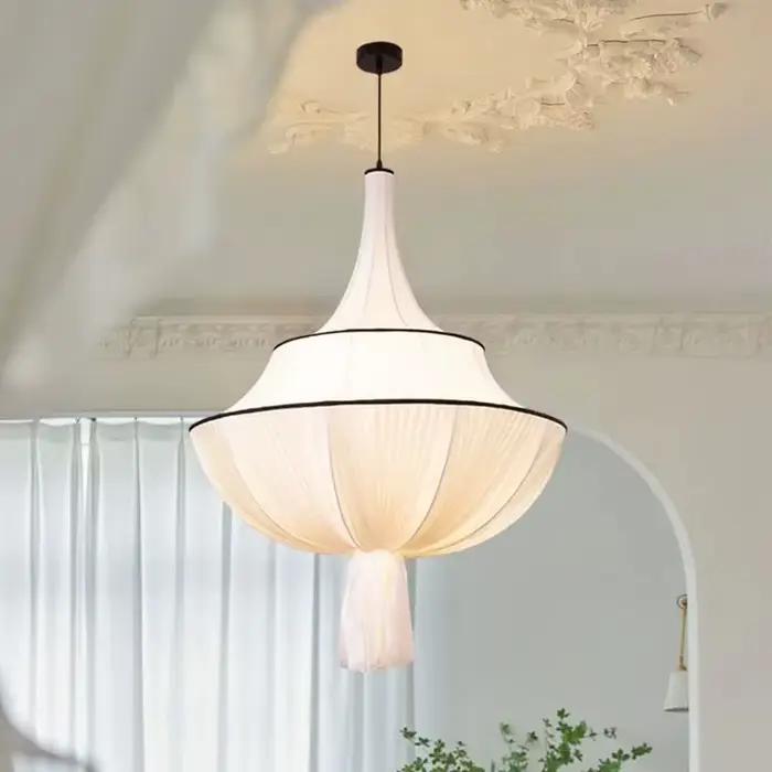 Lampe suspendue en tissu français, Vintage, pour plafond, hall d'hôtel, wabi-sabi, chambre à coucher, Loft, lustre, décor de chambre