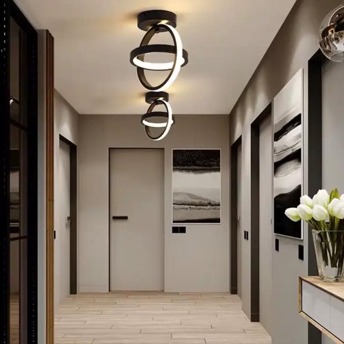 Plafond moderne à LEDs lumière 2 anneaux Design créatif plafonnier luminaires d'intérieur couloir balcon allée bureau
