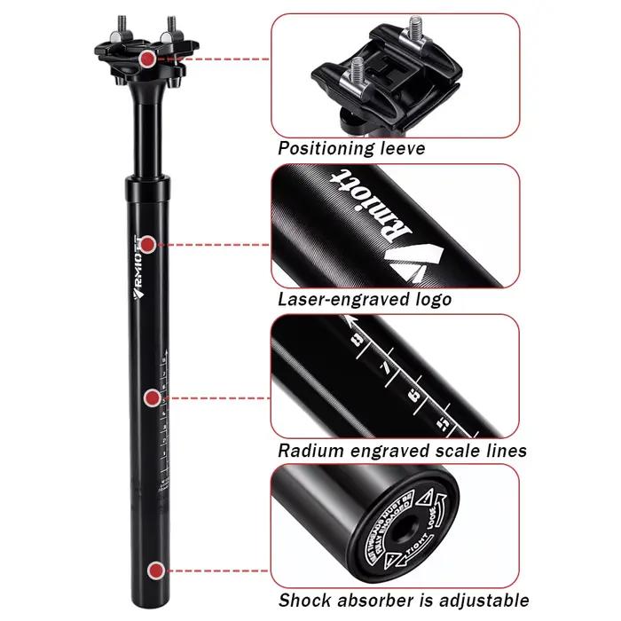 Tige de selle de vélo VTT à suspension réglable 28.6/30.4/30.9mm, amortissante pour VTT