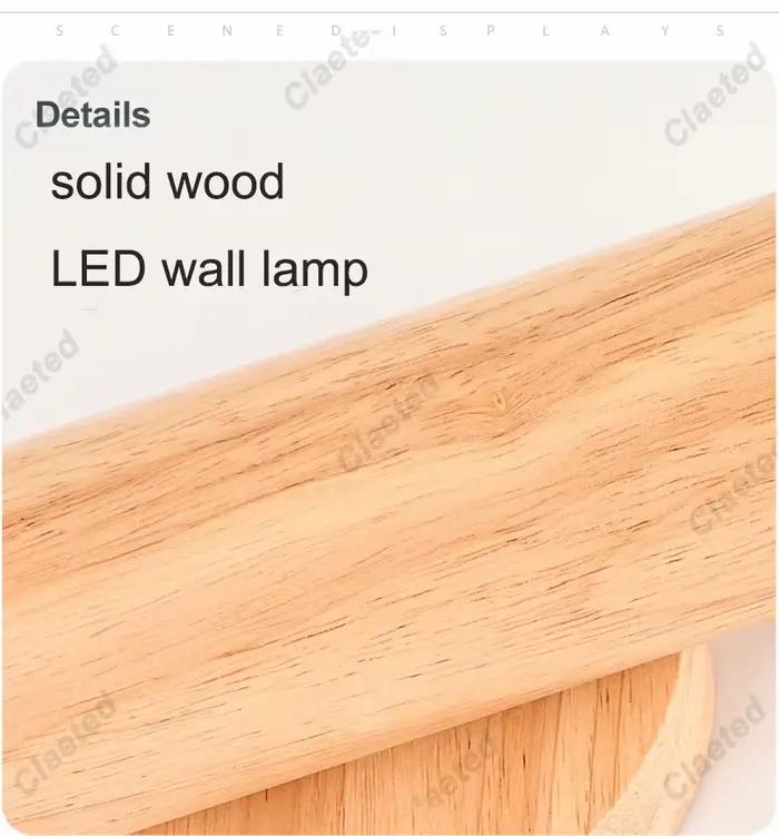 Applique Murale LED en Bois Solide de Style Nordique pour Salle à Manger