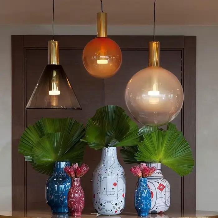 Lampes suspendues en verre coloré de design italien