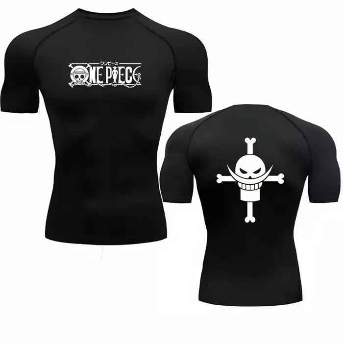 Bandai One Piece T-shirt pour hommes avec logo Whitebeard, Compression, Fitness, Gym, séchage rapide, T-shirt de Sport confortable et respirant, Streetwear