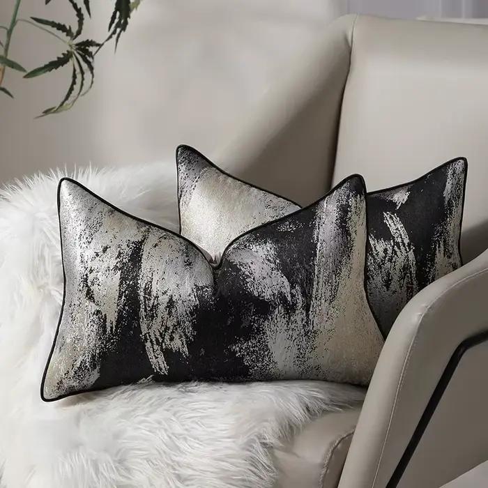 2 pièces de taie d'oreiller de taille Jacquard de haute précision, housse de coussin de luxe pour décoration de maison, 30x50cm, pour canapé, taie d'oreiller décorative