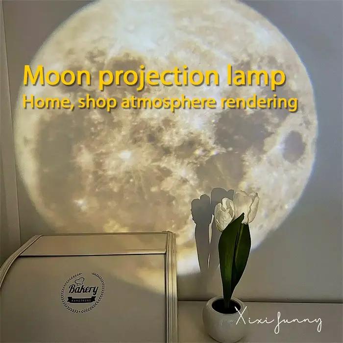 Lampe de projection de lune moderne avec finition polie pour éclairage quotidien à la maison chambre à coucher entrée étude atmosphère paisible et unique