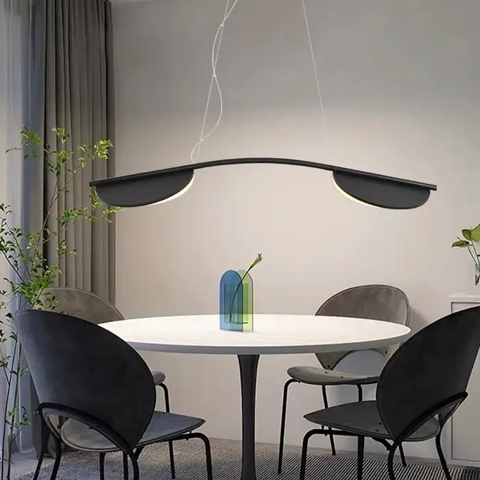 Style italien design restaurant feuille lustre moderne protection des yeux longue bande lumineuse chambre luminaires décoratifs