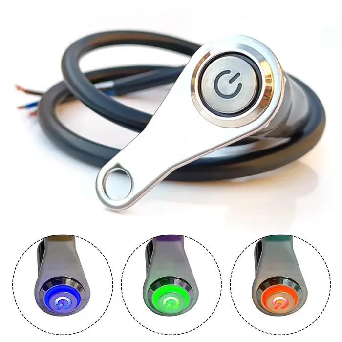 Joli LED étanche pour guidon de moto, marche et arrêt, support en alliage d'aluminium, phares antibrouillard, klaxon de vélo de route, interrupteur à bouton-poussoir, 12V