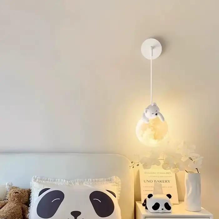Appliques murales en forme d'ours blanc et de lapin blanc pour chambre d'enfant, style nordique, éclairage quotidien, résine et fer, idéal pour chambre de garçon ou de fille, certification CCC et CE