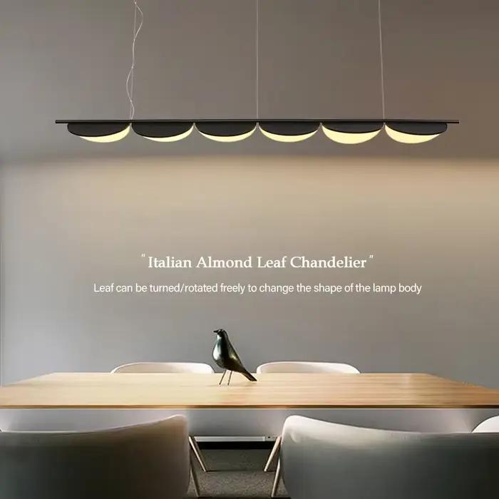 Style italien design restaurant feuille lustre moderne protection des yeux longue bande lumineuse chambre luminaires décoratifs