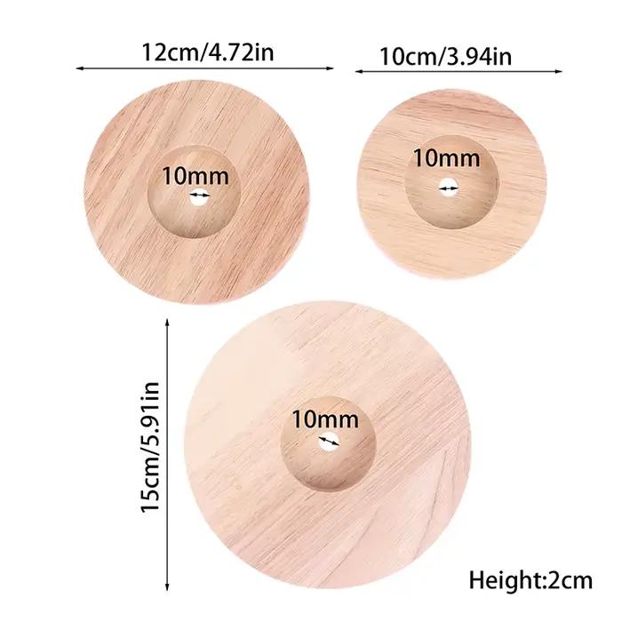 Base de lampe d'affichage ronde en bois massif