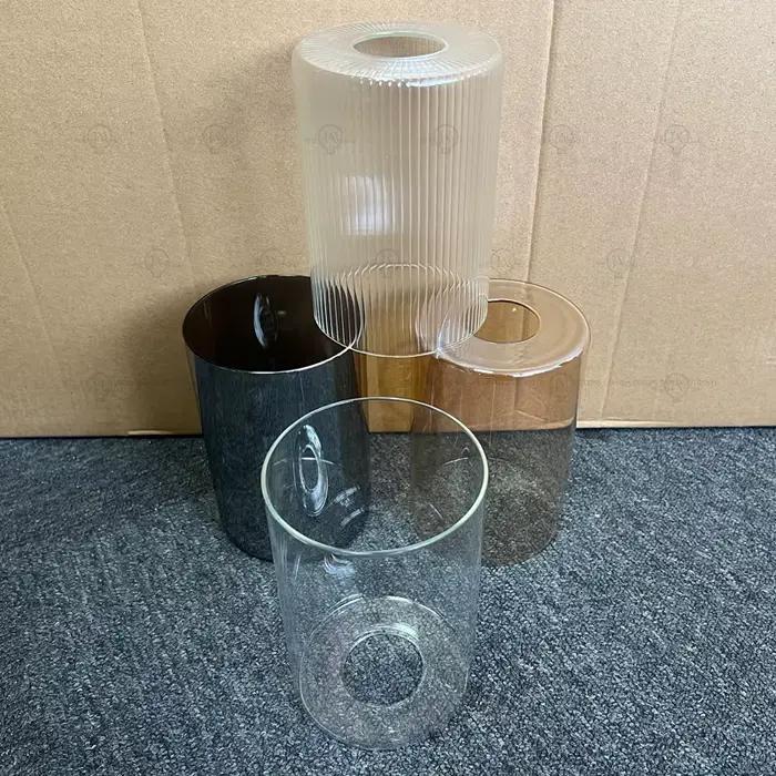 Abat-jour en verre contemporain transparent ambre gris fumée E27 E26 pour suspensions appliques murales et lampes de vanité à offrir pour occasions spéciales