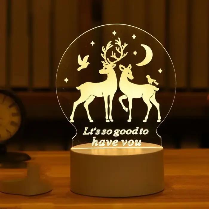 Lampe LED en acrylique 3D romantique pour maison veilleuse enfants décoration anniversaire Saint Valentin projection 3D table装饰品节日装饰投影灯
