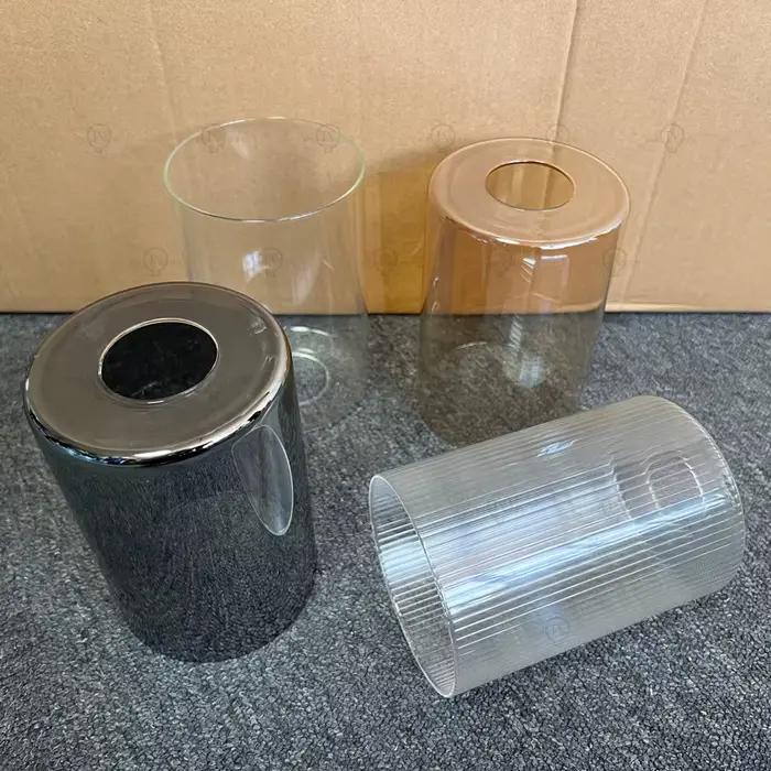 Abat-jour en verre contemporain transparent ambre gris fumée E27 E26 pour suspensions appliques murales et lampes de vanité à offrir pour occasions spéciales