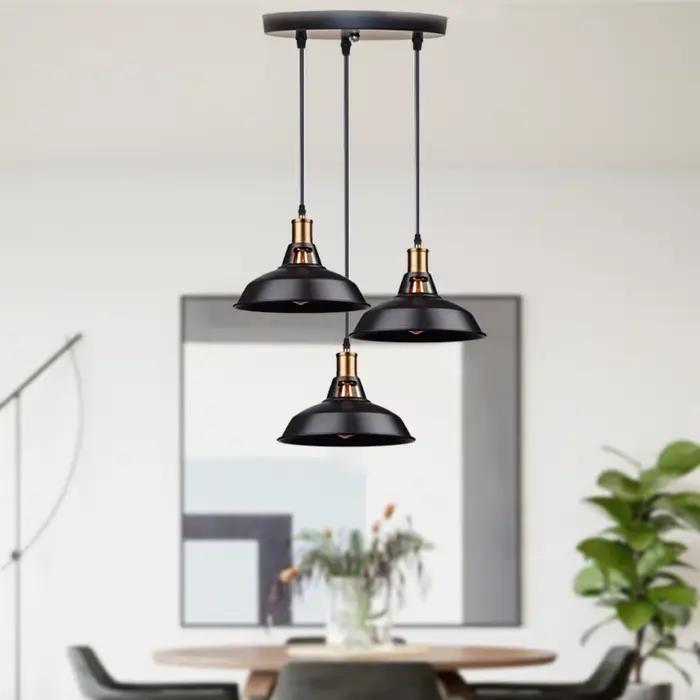 Suspension industrielle ferme pendentif éclairage noir Loft grange suspendu cuisine