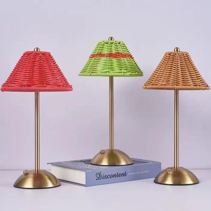 LED rotin lampe de bureau Rechargeable rétro atmosphère éclairage Style sud-est asiatique décor à la maison salon