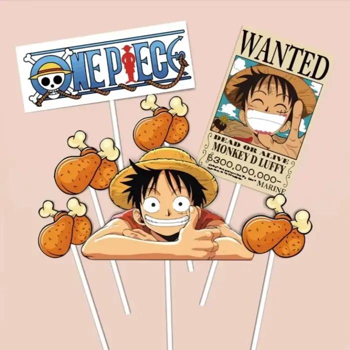 7 pièces ONE PIECE Luffy Cake Topper Anime Garçon Fille Décoration de gâteau d'anniversaire Drapeau de gâteau Fournitures de fête pour Anniversaire d'enfants Baby Shower