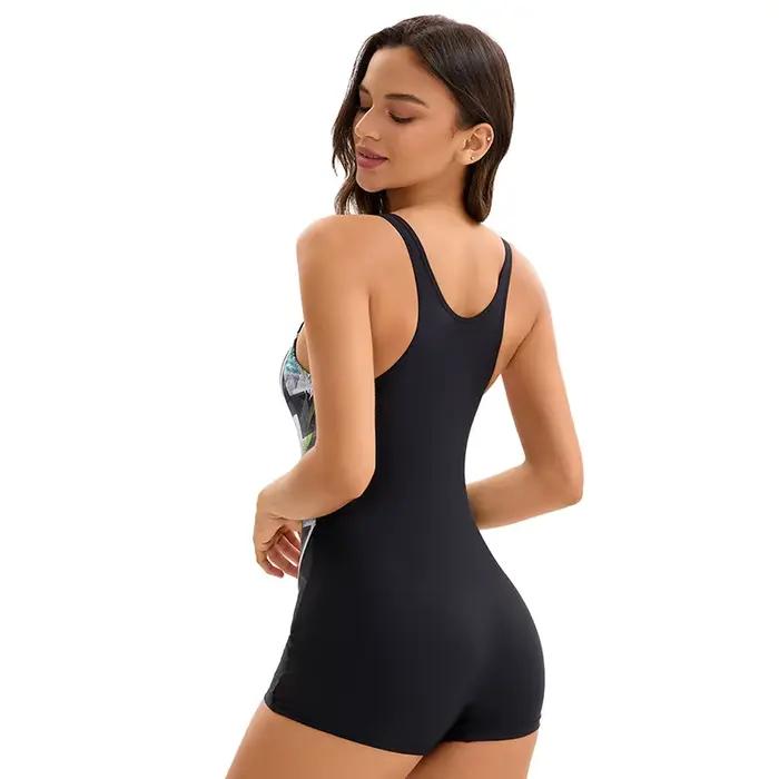 Femmes une pièce athlétique tour natation compétition course maillot de bain avant fermeture éclair maillots de bain vêtements de surf