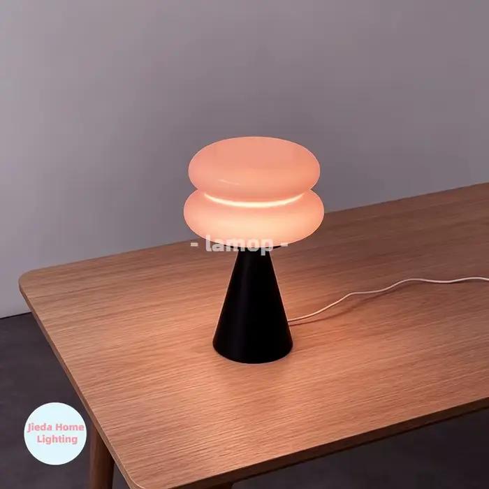 Lampe de table en verre à double couche en forme de donut