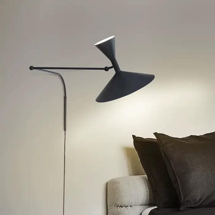 Applique murale design italien moderne bras oscillant rotatif pour salon chambre à coucher salle d'étude luminaire de chevet fer peint noir gris blanc flux lumineux 249-2000 LED Bluetooth